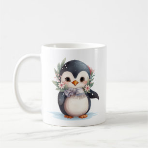 Cute Penguin With Scarf and Holly  Coffee Mug