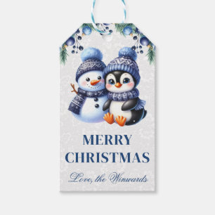 Cute Penguin with Snowman Christmas Gift Tags