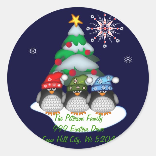 Cute Penguins Address Custom sticker (Front)