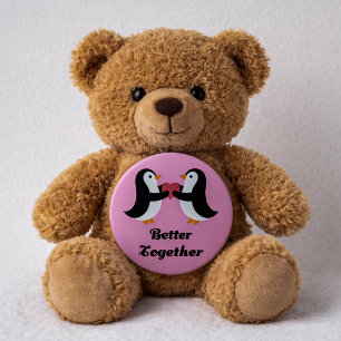 Cute Penguins Better Together Pink Heart Love Butt 4 Inch Round Button