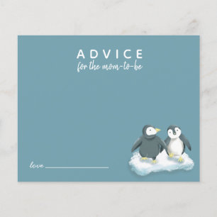 Cute Penguins Blue Advice for Mommy Card