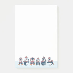 Cute Penguins Border Blue Simple Illustration Post-it Notes