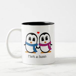 Cute Penguins Couple Mug (Left & Right)