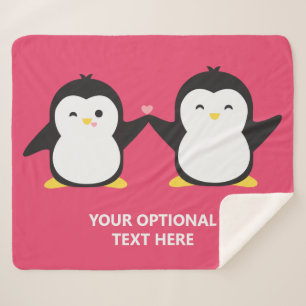 Cute Penguins custom text & colour Sherpa Blanket