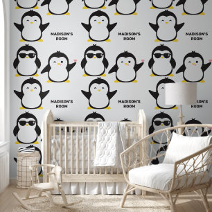 Cute Penguins Custom Text Wallpaper
