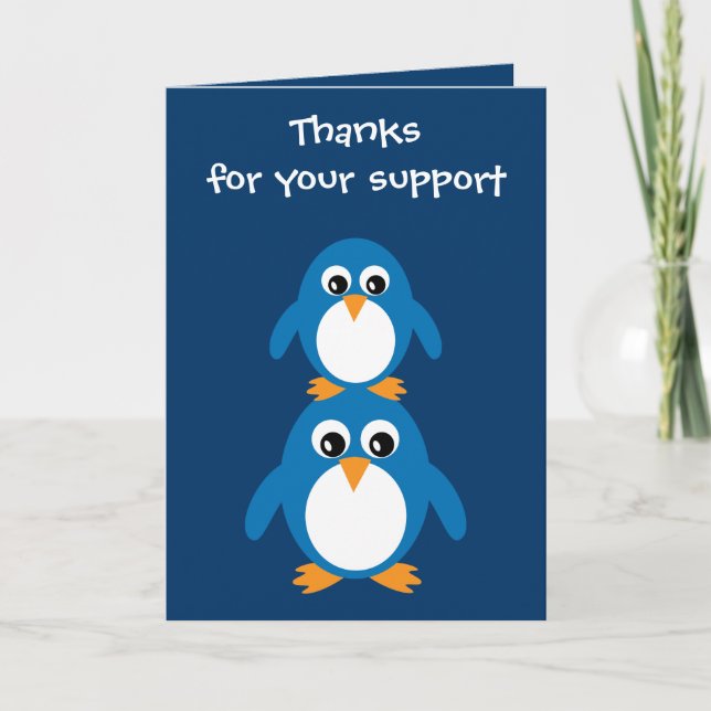 Cute Penguins Gratitude Card For Sponsor (Front)