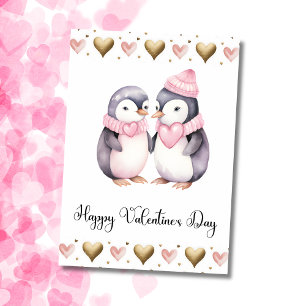 Cute Penguins Happy Valentines Day Holiday Card