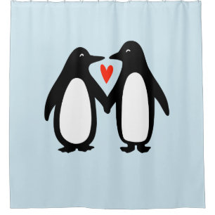 Cute Penguins Holding Hands with Heart