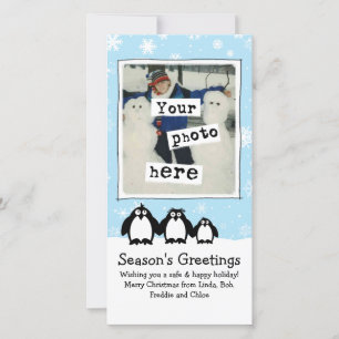 Cute Penguins Holiday   Fun Family Photo Christmas Card