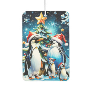 Cute penguins in a cheerful cartoon style, air freshener