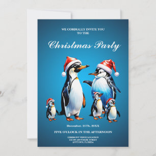 Cute penguins in a cheerful cartoon style' invitation