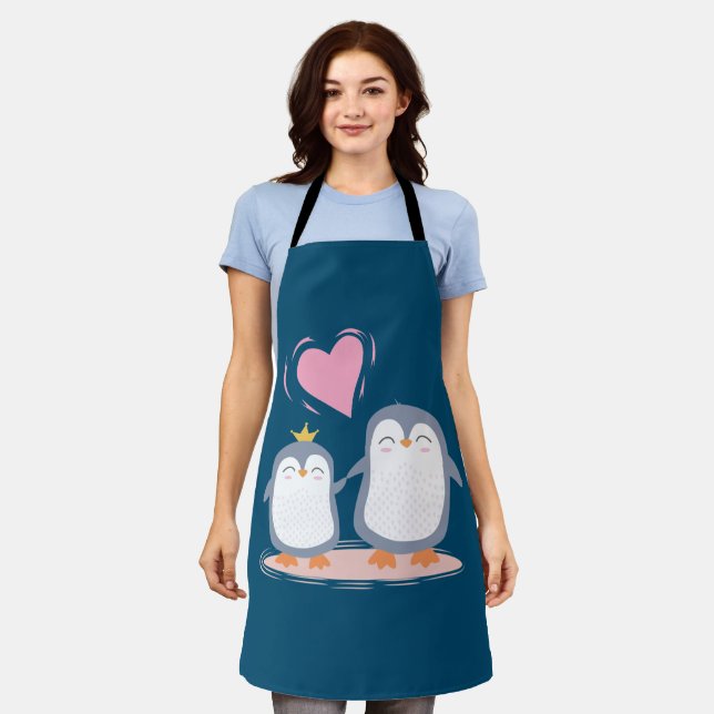  cute penguins in love  apron (Worn)