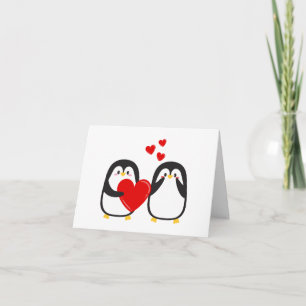 Cute penguins in love -  card