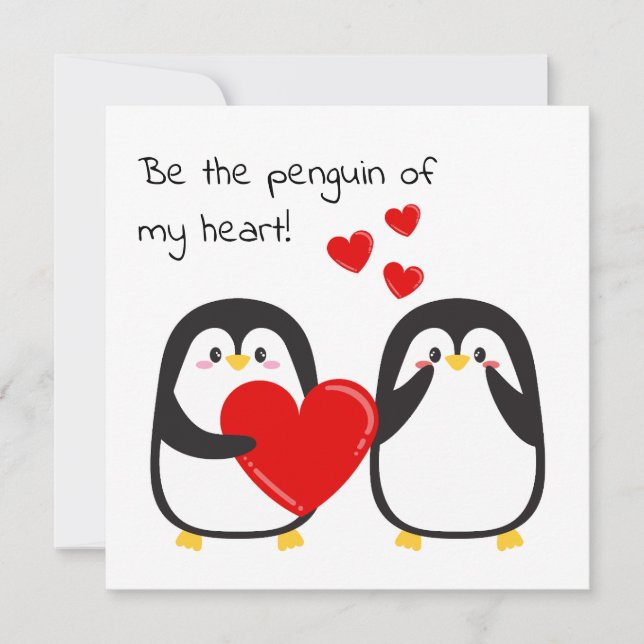 Cute penguins in love - square card (Front)
