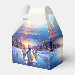 Cute Penguins in Winter Hats Favour Box