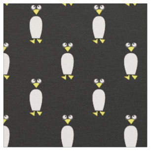 Cute Penguins Kids Baby Nursery Black Fabric