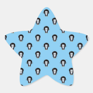 Cute Penguins over Winter Blue Star Sticker