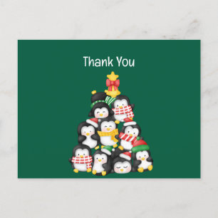 cute penguins squad christmas holiday postcard