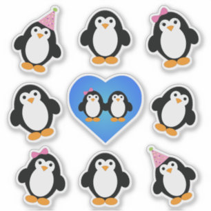 Cute Penguins Sticker Set