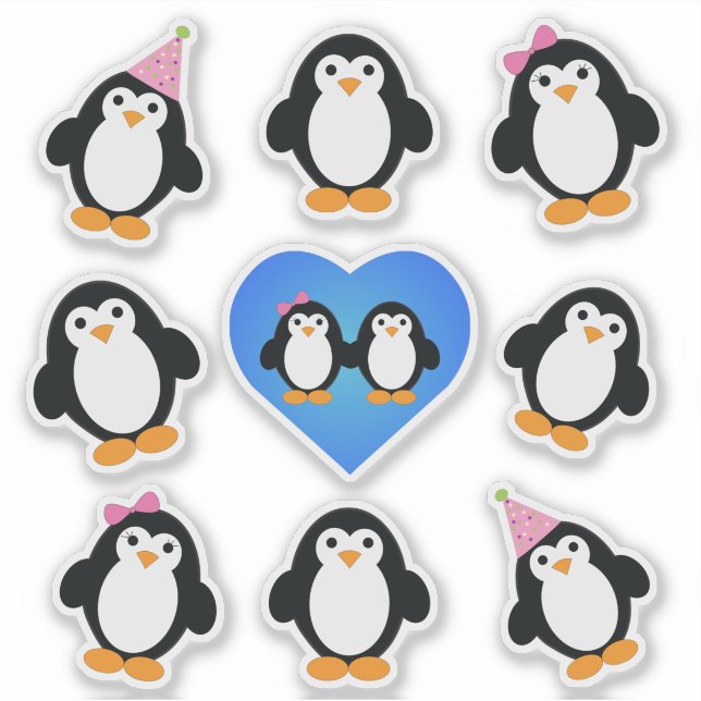 Cute Penguins Sticker Set (Front)