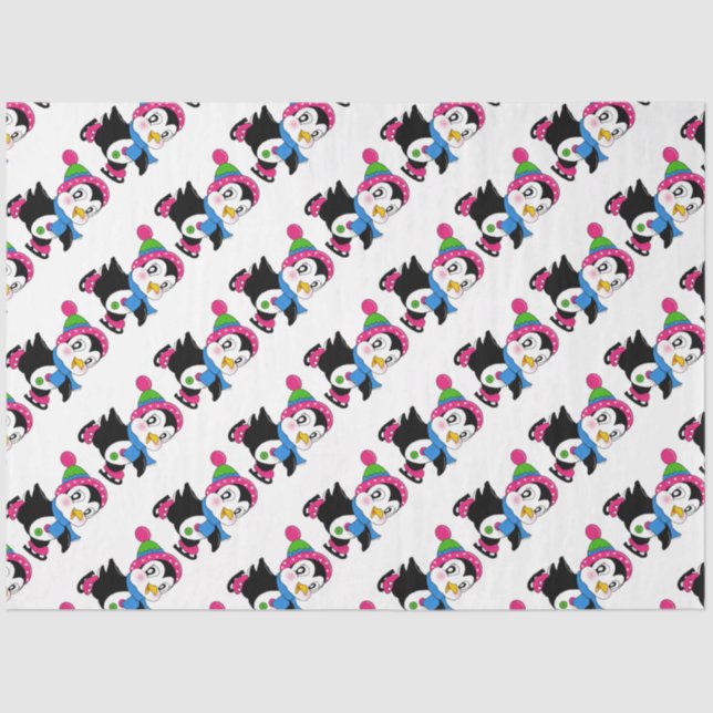 Cute Penguins Tissue Paper (Front)