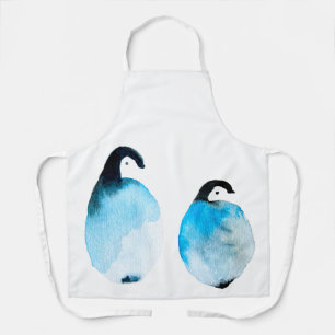 Cute Penguins watercolor Apron