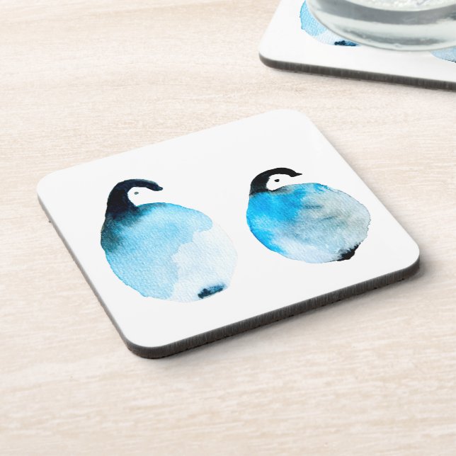 Cute Penguins watercolor Coaster (Left Side)