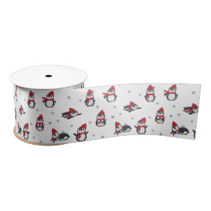Cute Penguins Winter Birds Arctic Animals Satin Ribbon