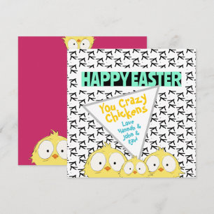 Cute Peppy “Happy Easter You Crazy Chickens” Holiday Card
