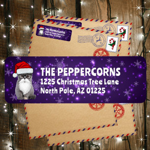 Cute Père Noël Christmas Chat Purple Adresse de re