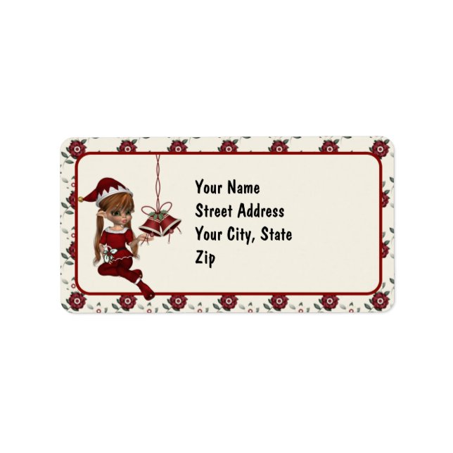 Cute Père Noël Elf Étiquettes de adresse de Noël (Devant)