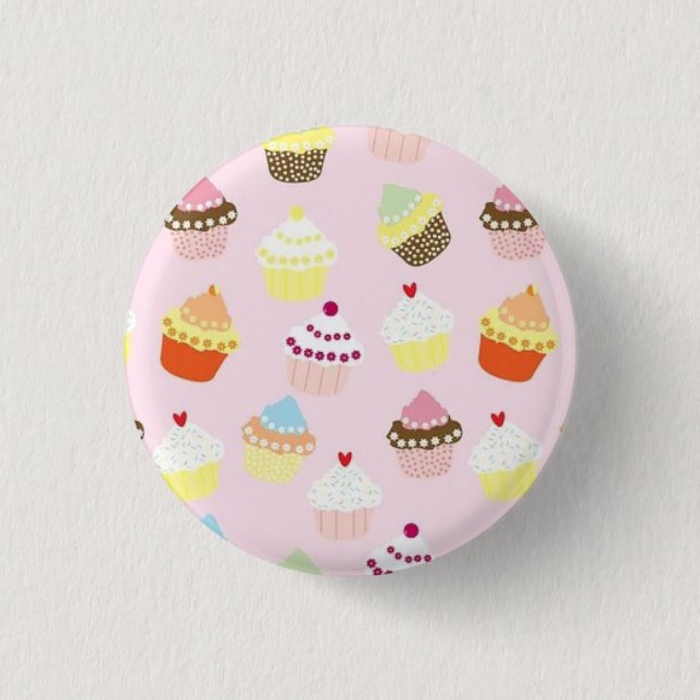 Cute Perfect Gorgeous Pink Cupcake      1 Inch Round Button (Front)