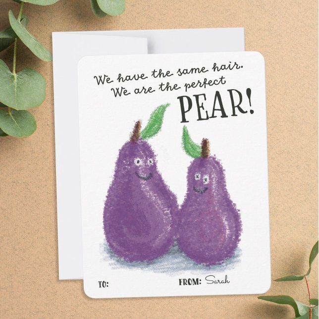 Cute Perfect Pear Pun Valentine's Day Classroom Holiday Card (Creator Uploaded)