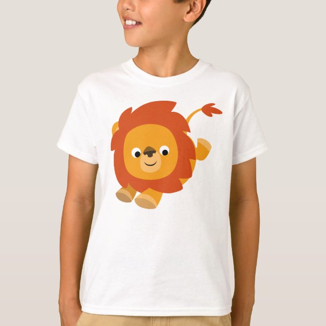Cute Perky Cartoon Lion Children T-Shirt (Front)