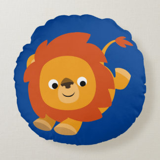 Cute Perky Cartoon Lion Round Pillow
