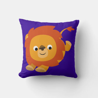 Cute Perky Cartoon Lion Throw Pillow