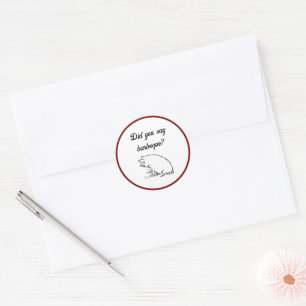 Cute Perky Pig Cartoon, Farm Animal Ink Sketch Classic Round Sticker