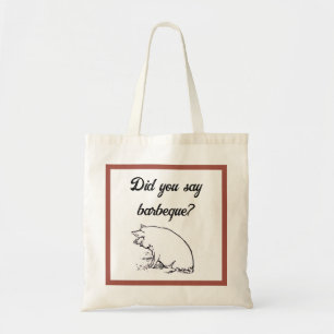 Cute Perky Pig Cartoon, Farm Animal Ink Sketch Tote Bag