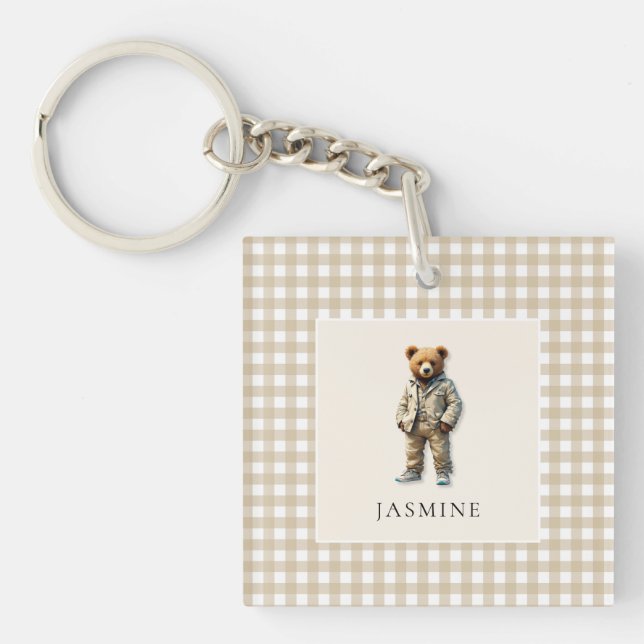 Cute  perosnalized teddy  keychain (Front)