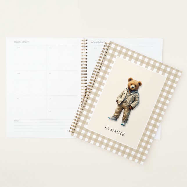 Cute  perosnalized teddy  planner (Display)