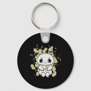 Cute Persian Cat Anime Kitten Childhood Cancer Awa Keychain