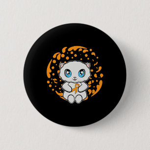 Cute Persian Cat Anime Kitten Leukaemia Awareness 2 Inch Round Button