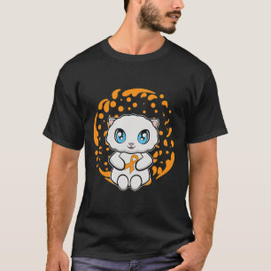 Cute Persian Cat Anime Kitten Leukaemia Awareness  T-Shirt