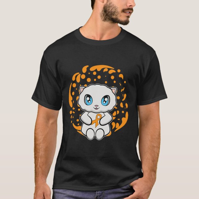 Cute Persian Cat Anime Kitten Leukaemia Awareness  T-Shirt (Front)
