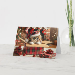 Cute Persian Cat Christmas Card Greeting Scottish