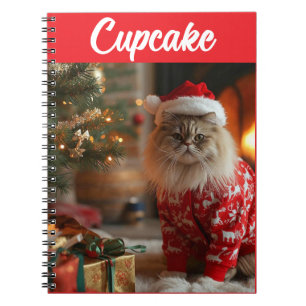 Cute Persian Cat Christmas Personalized Notebook