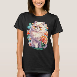 Cute Persian Cat Kitten With Sunglasses & Colourfu T-Shirt