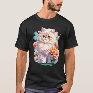 Cute Persian Cat Kitten With Sunglasses & Colourfu T-Shirt