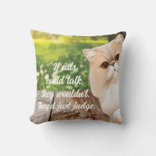 Cute Persian Cat Peek Around Throw Pillow
