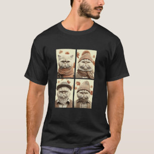 Cute Persian Cats Autumn Leaves Feline Animal Fall T-Shirt